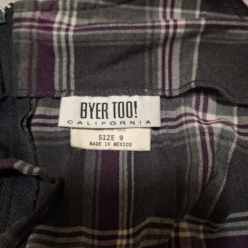 Vtg Y2K Purple Gray Plaid Spaghetti Strap Dress Size 9 Byer Too! California - Picture 7 of 7